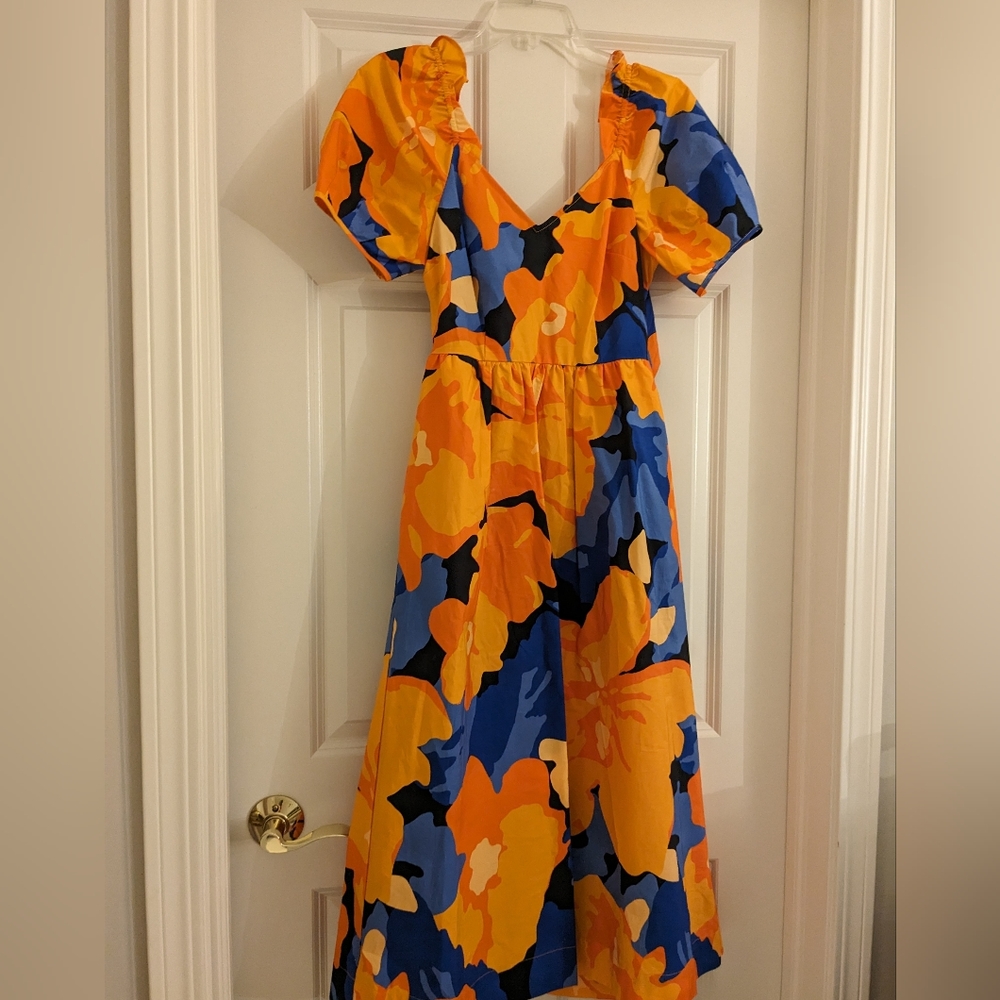 Tabitha Brown for Target Floral Tie Back Puff Sleeve Midi Dress size 0